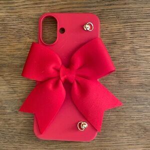 Heyday iPhone 16 Plus soft red phone case with bow
